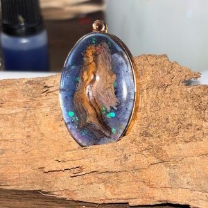 Handcrafted blue and Red Oak shard Necklace